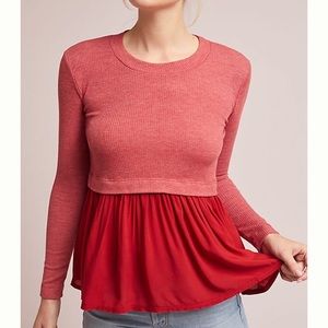 NWT Anthropologie Red and Pink Long Sleeve Top-L